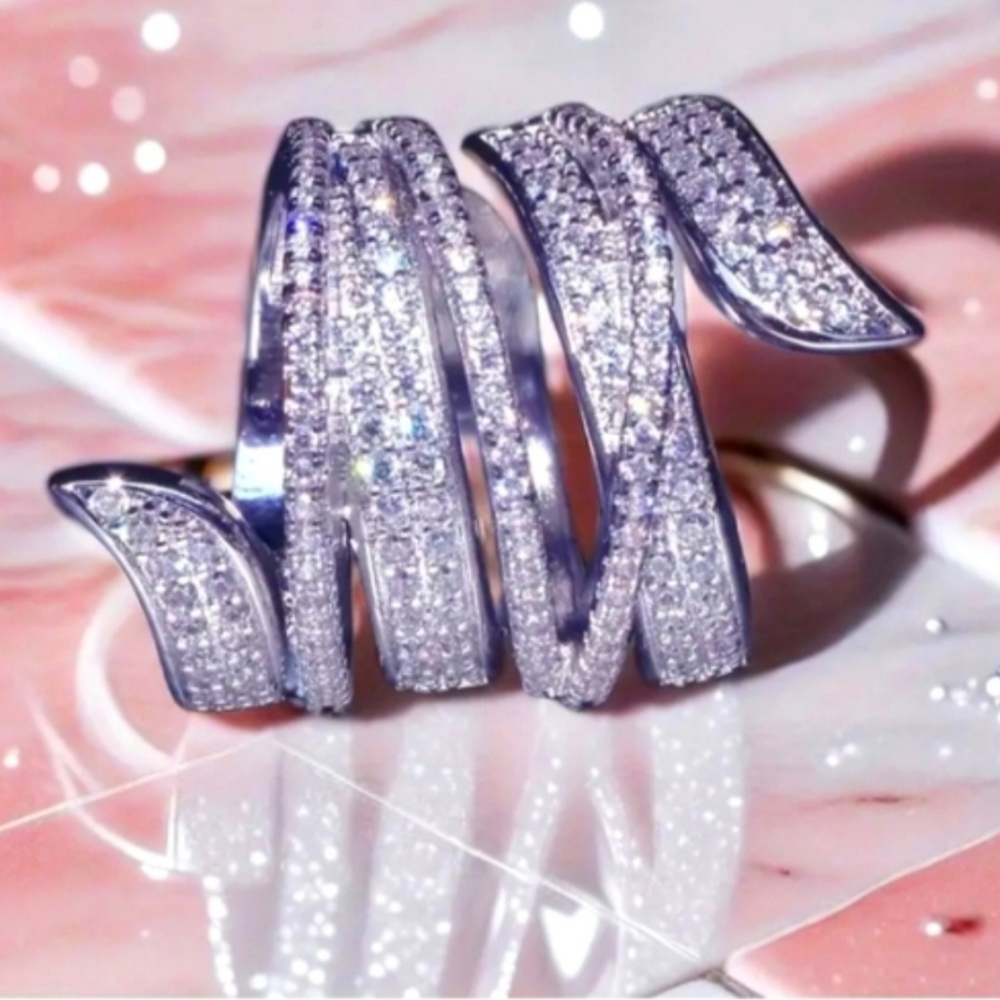 925 Sterling Silver Wrap Around Cocktail Ring SIZE 8 - Picture 2 of 3